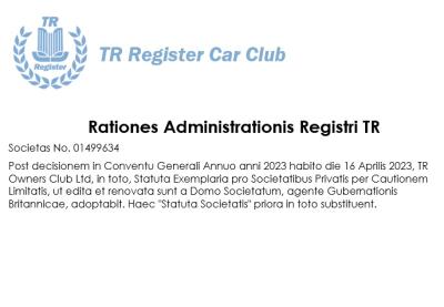TR Register Administration Policy
